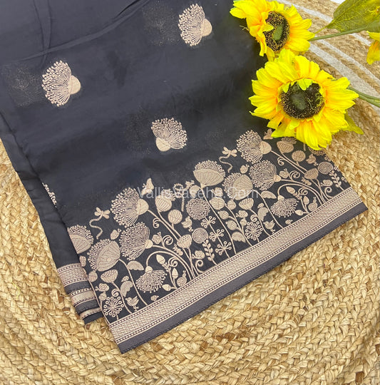 Banarasi Premium Viscose Saree - Black Shade - VVBPV001
