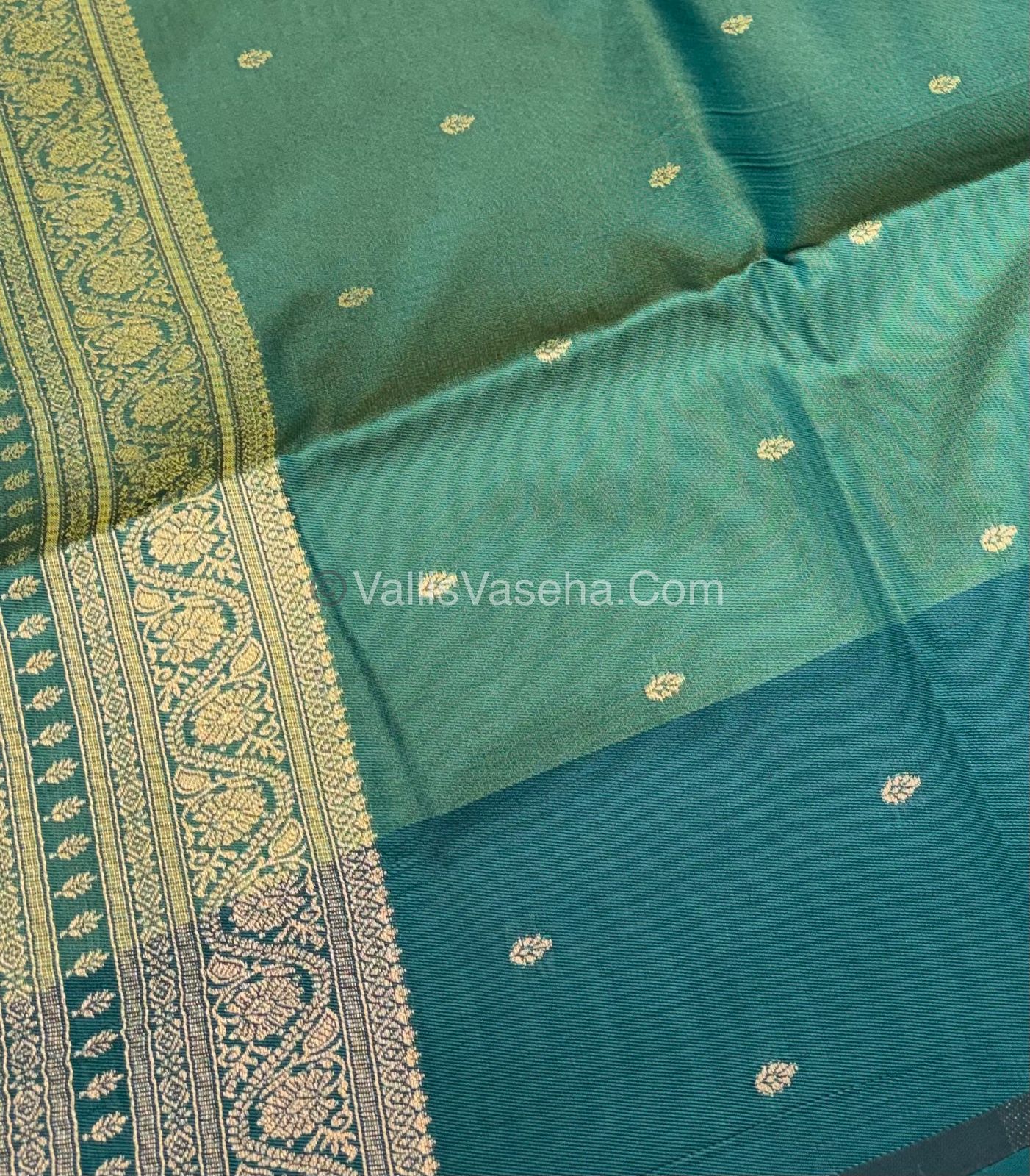 Semi Soft Silk - Light Green With Green Shade -VVSSS031 - 4