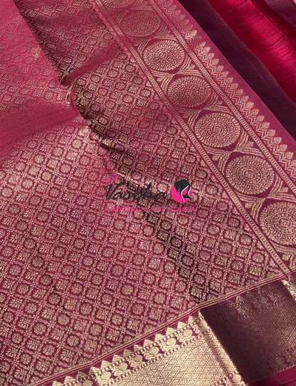 Pure Kanchipuram Silk Saree - Wine Shade  - VVPS022