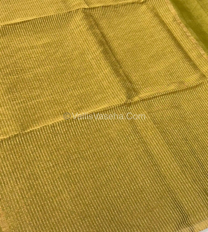 Pure Maheshwari Tissue Silk - Triple Tone Mehndi Green & Gold Shade - VVMTS001