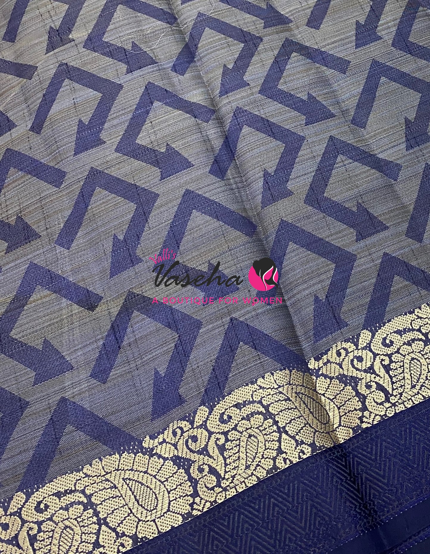 Semi Tussar Silk Saree | Navy Blue Shade |VVSTS059