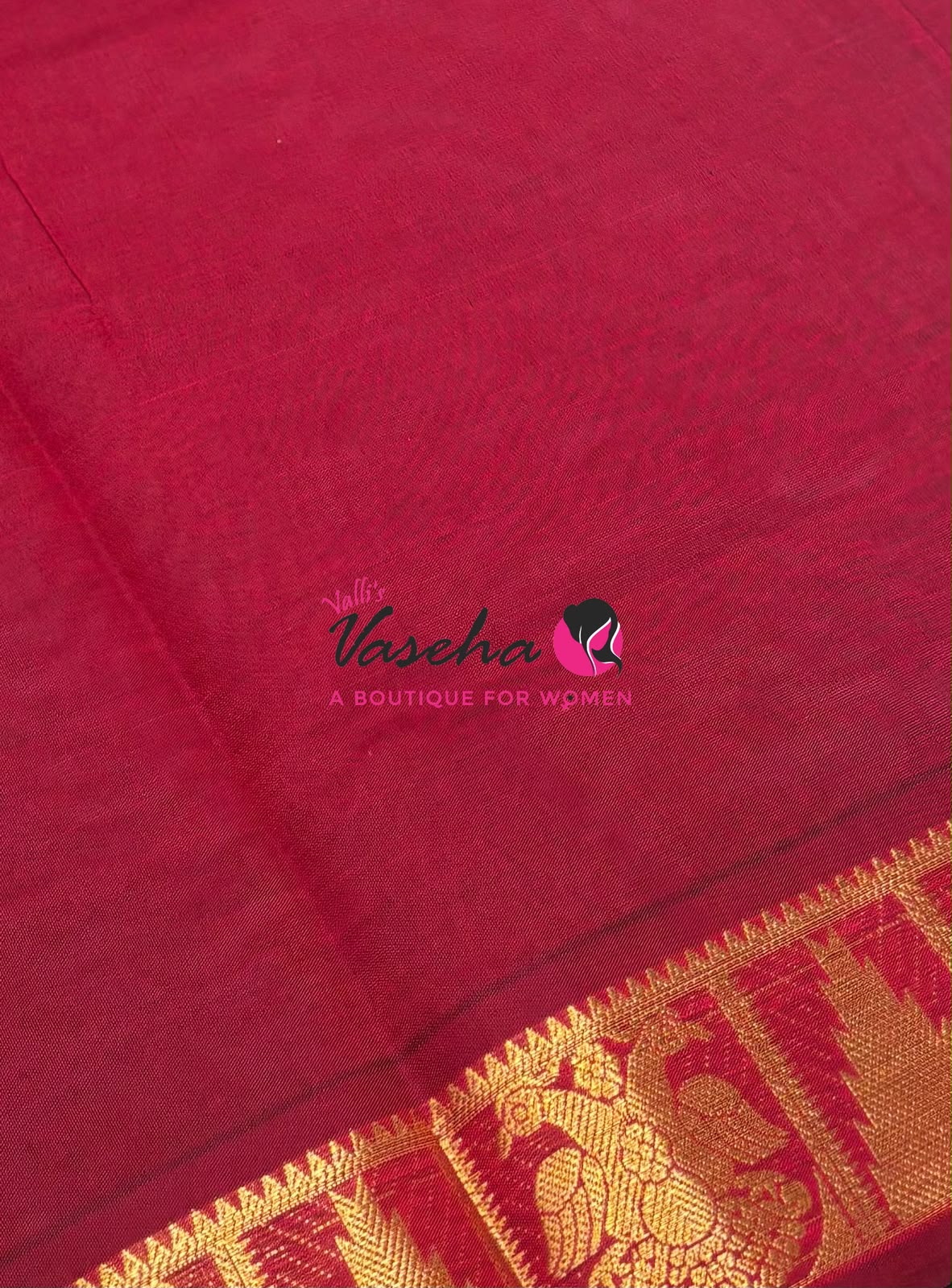 Semi Silk Cotton Saree - Small Zari Butta  - Retta Mayil Border- VVSSC015