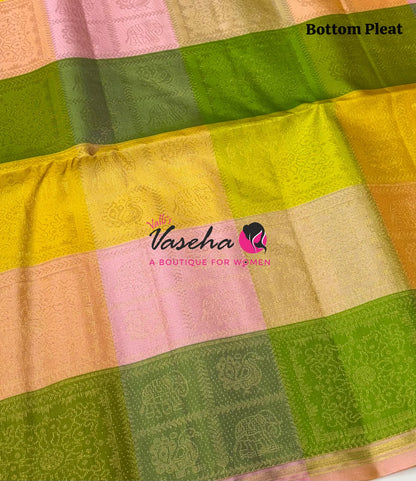 Pure Soft Silk Saree - Partly Pallu -  Half & Half Saree - VVPSS088