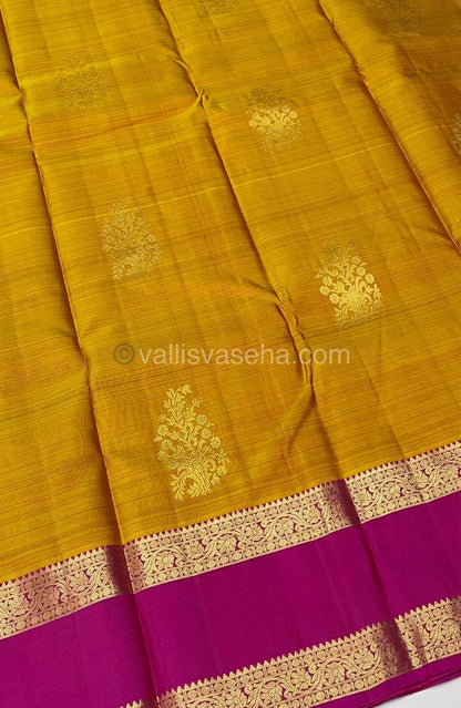 Pure Kanchipuram Silk Saree - Lovely Yellow and Pink - Retta Petta Border - VVPS008