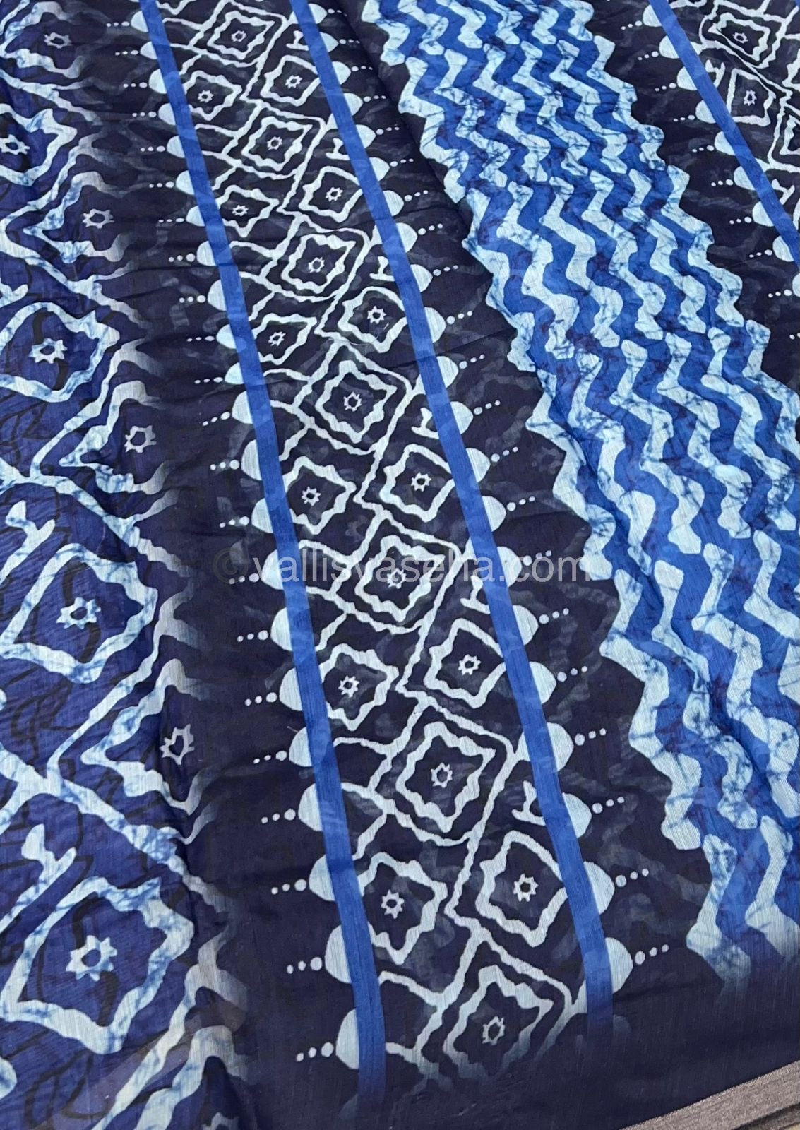 Chanderi Mixed Cotton Saree - Indigo Prints - VVCPS001