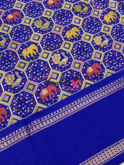 Casual Wear - Semi Printed Silk - Fancy Mixed Variety - Royal Blue  - VVFMC008