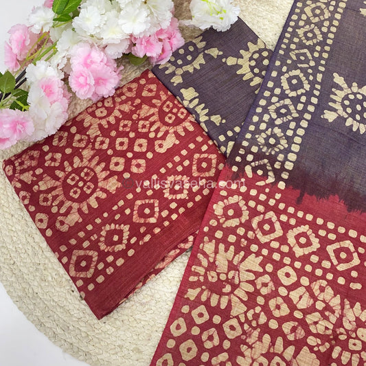 Unstitched Salwar Material- Baswada Batick Printed Silk - VVUSM005