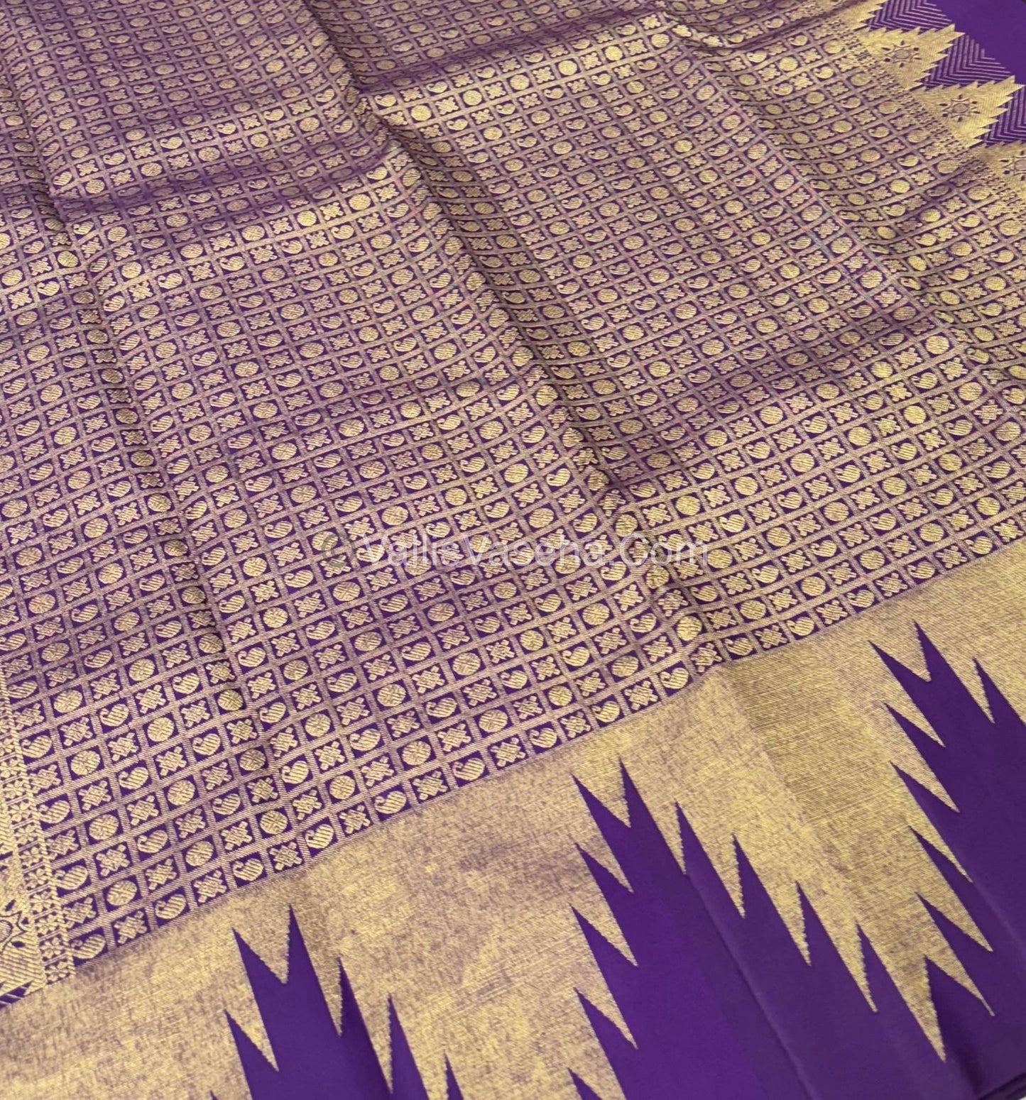 Pure Vintage Kanchipuram Silk Saree  - 8 Kol Weaving - Dark Purple Shade - VVPS019