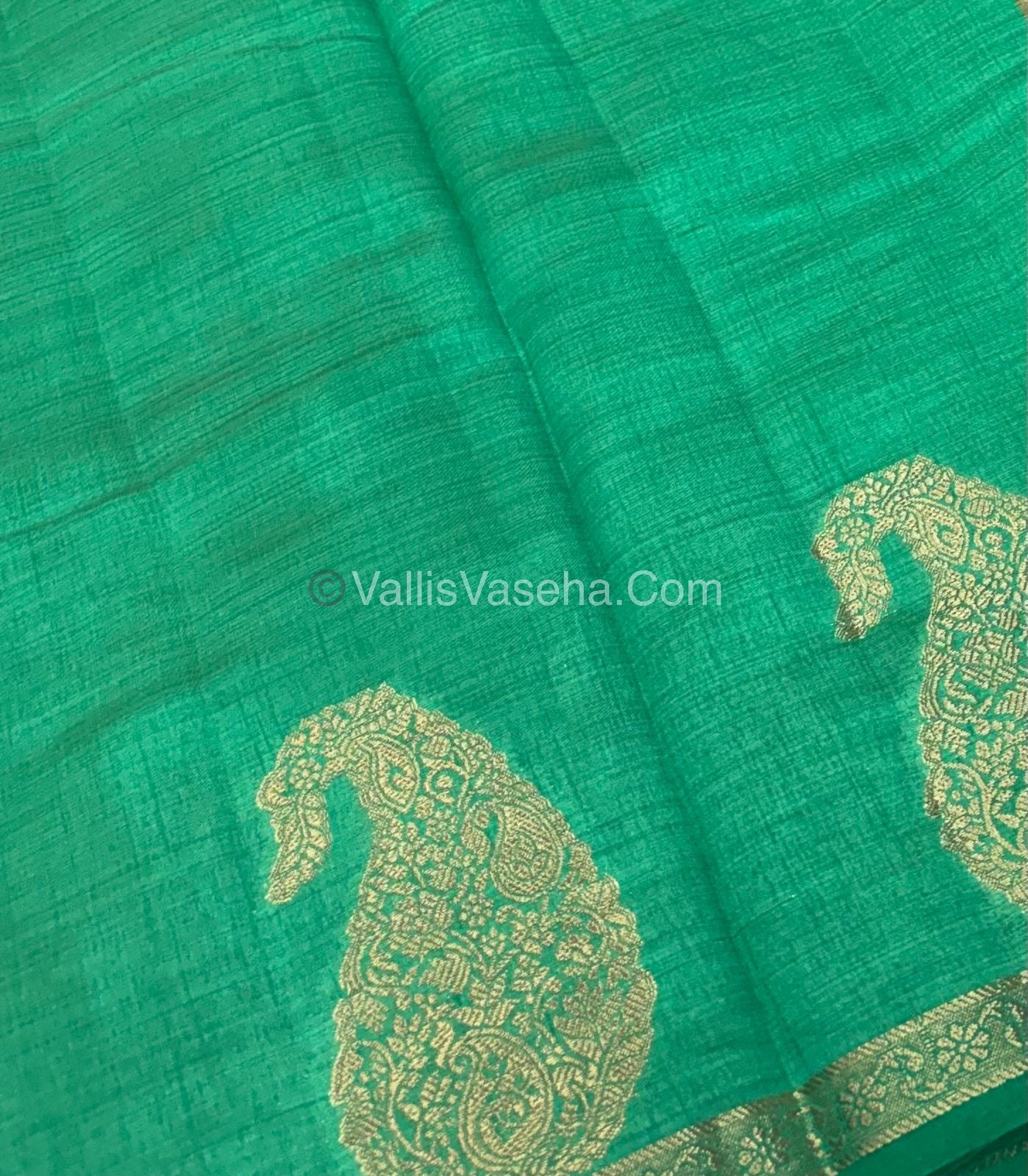 Semi Tussar Silk - Small Mango - Teal Green Shade - VVSTS002
