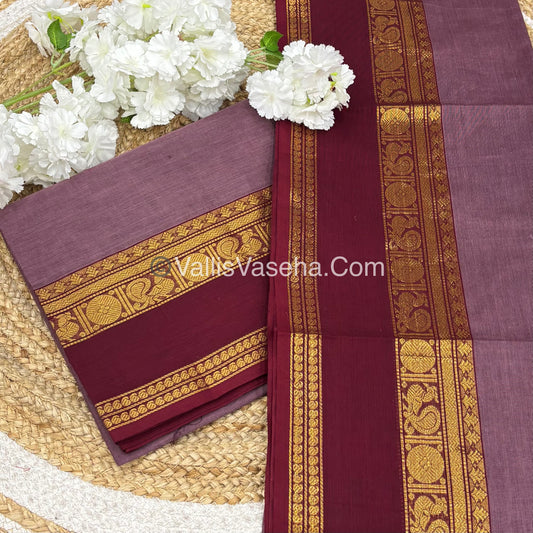 Unstitched Salwar Material -Kanchi Cotton - 2PCS Set - Onion Pinkish Shade with Reddish Maroon - VVUKM003