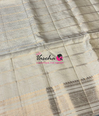 Pure Soft Silk Saree  - Cream/Half White Shade - VVPSS162
