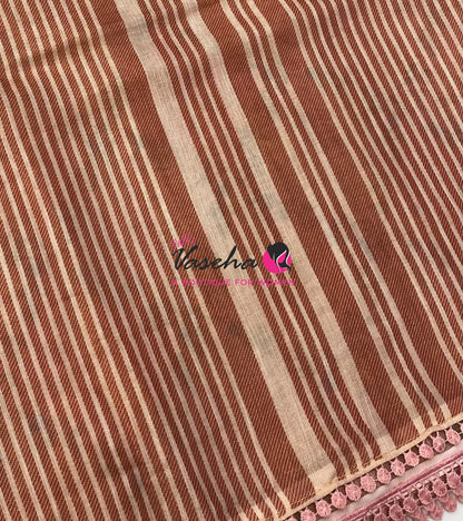 Linen Tissue Saree -  Light & Dark Combo - peach Shade- VVLTS006