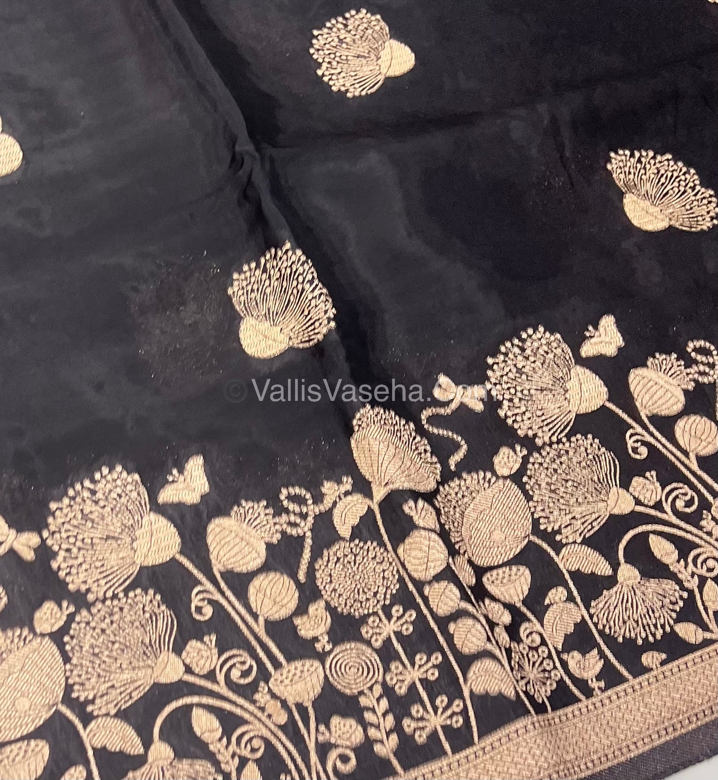 Banarasi Premium Viscose Saree - Black Shade - VVBPV001
