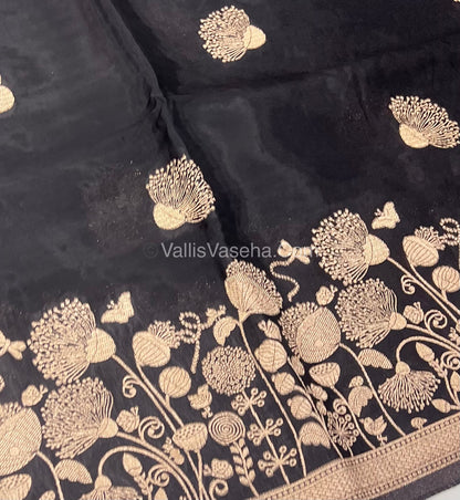 Banarasi Premium Viscose Saree - Black Shade - VVBPV001