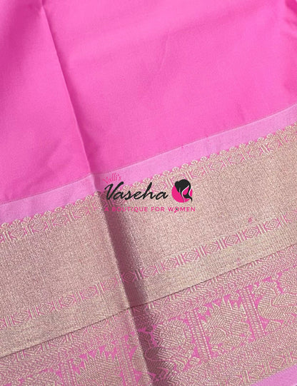Semi Kanchi Silk  - Green & Pink  - VVSKS007