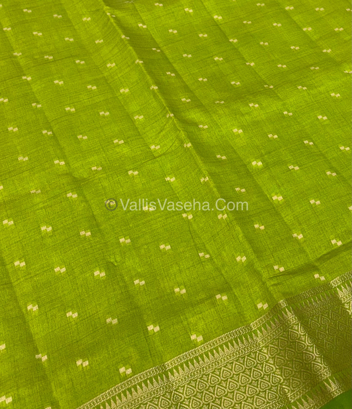 Semi Tussar Silk - Grand Pallu  - Apple Green Shade - VVSTS020
