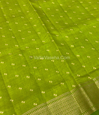 Semi Tussar Silk - Grand Pallu  - Apple Green Shade - VVSTS020