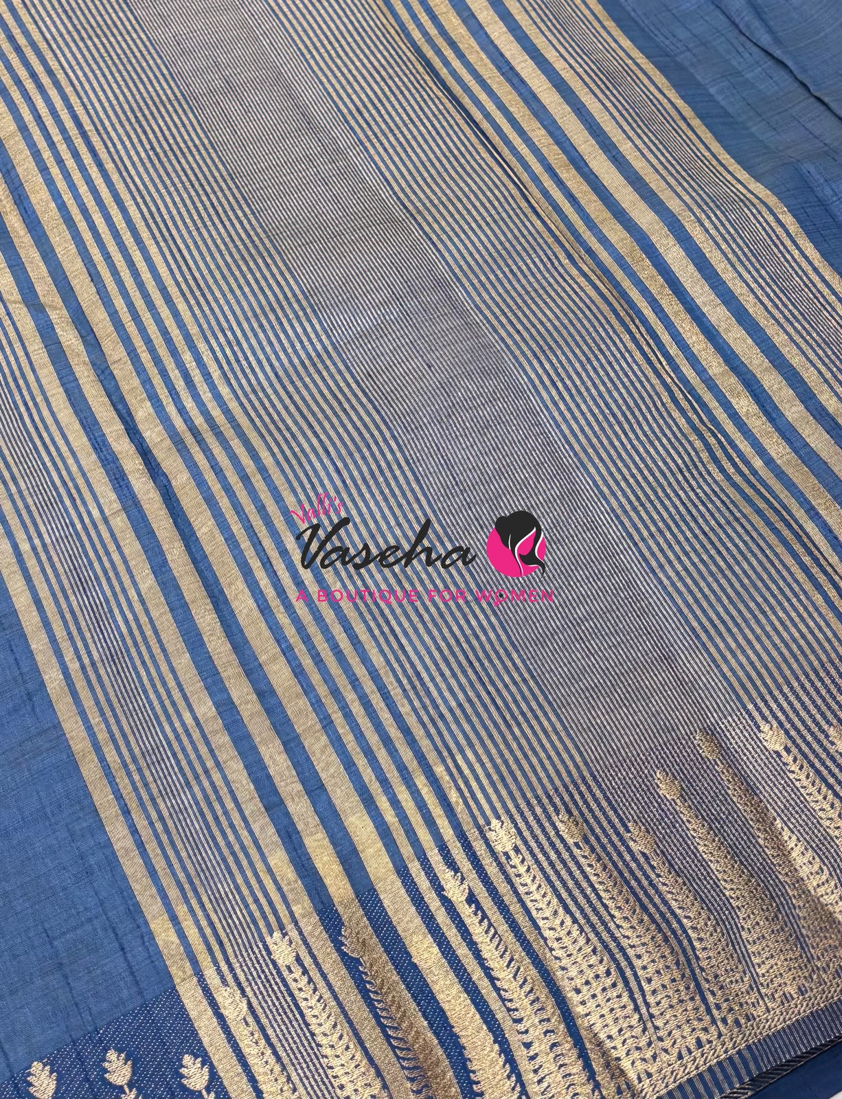 Semi Tussar Silk Saree | Blue Shade |VVSTS050