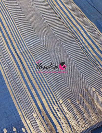Semi Tussar Silk Saree | Blue Shade |VVSTS050