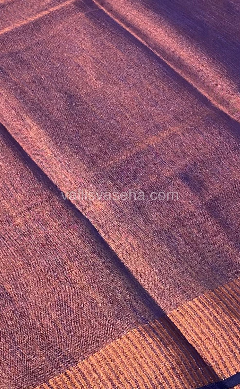 Semi Tussar Silk - Temple border - Violetish Blue Shade - VVSTS001