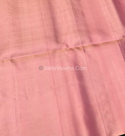 Pure Soft Silk Saree - Border Less  - Peacock Blue & Light Peach Combo - VVPSS055