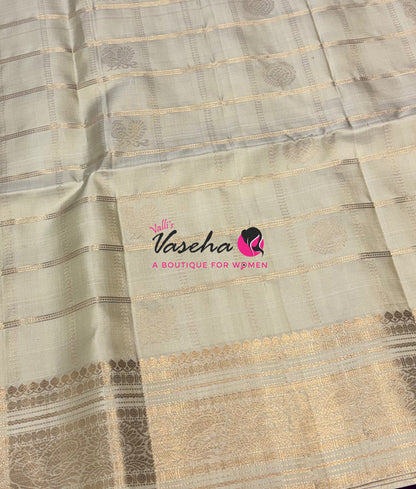 Pure Soft Silk Saree  - Cream/Half White Shade - VVPSS162