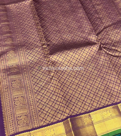 Pure Kanchipuram Silk Saree - Onion Pinkish Gold & Wine Combo - VVPS014