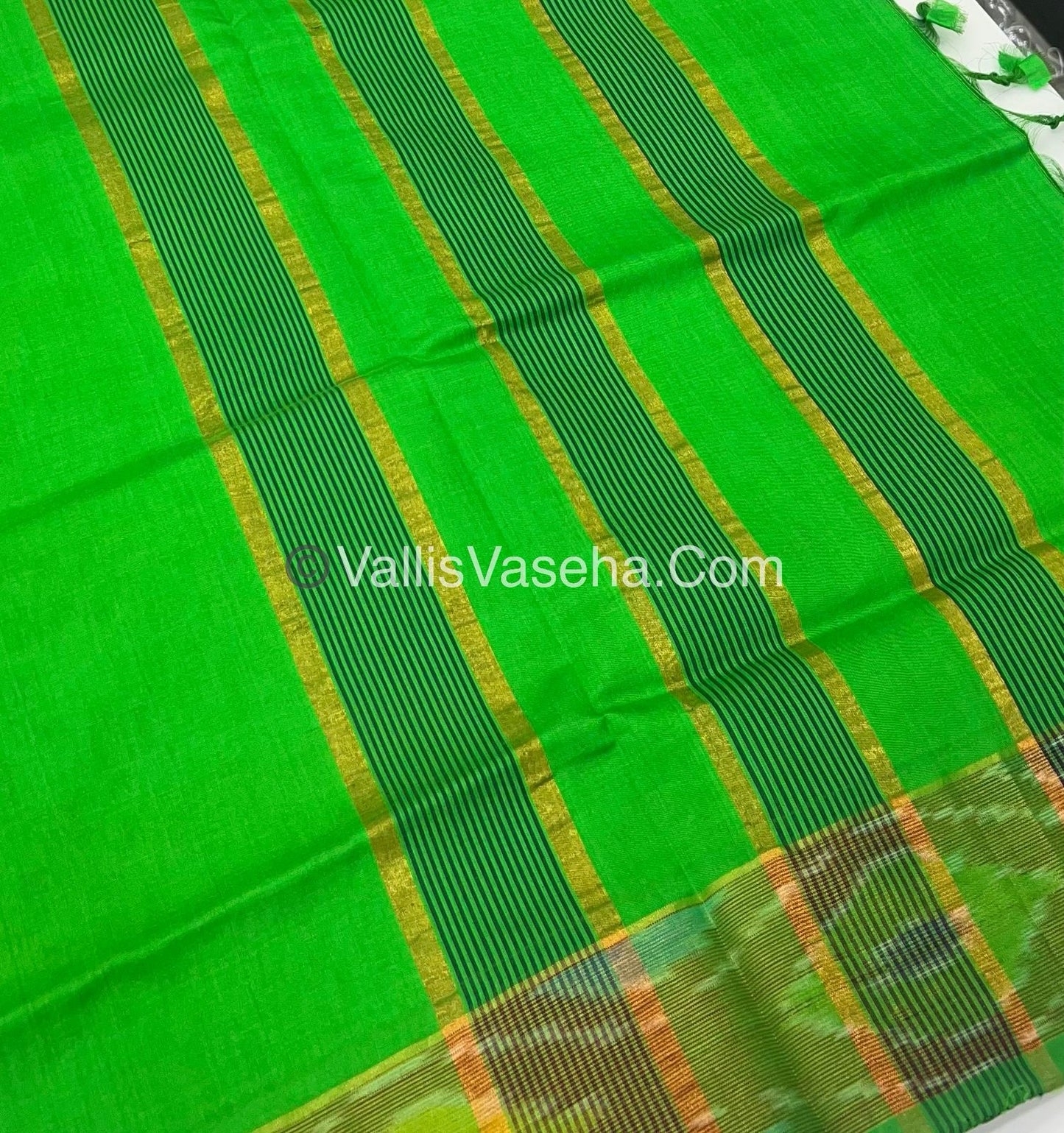 Semi Silk Cotton Saree -  Blue  & Green - VVSSC001