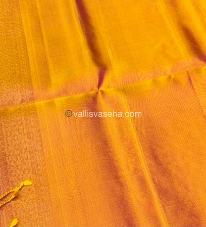 Pure Soft Silk Saree - Pinkish Red & Mango Yellow Combo - VVPSS042