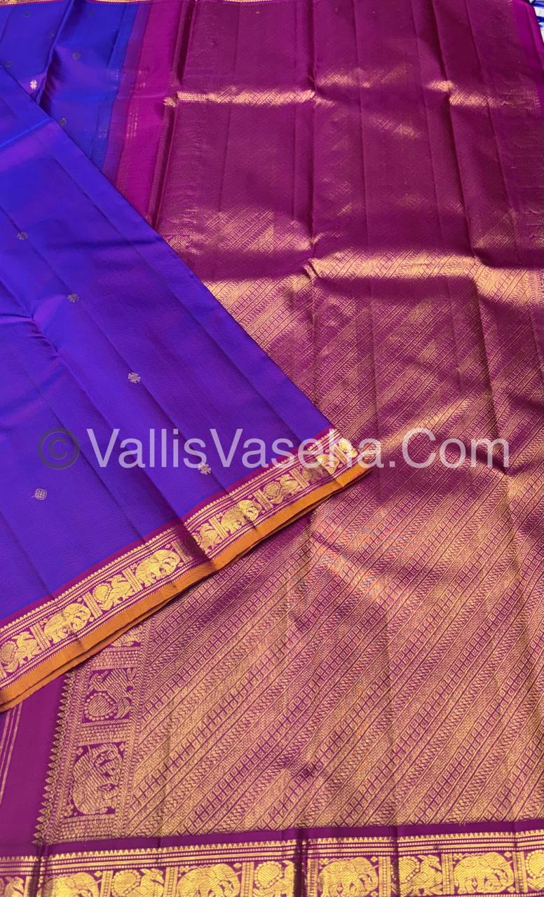 Pure Kanchipuram Silk Saree - Purple with Pink Shade  - VVPS031