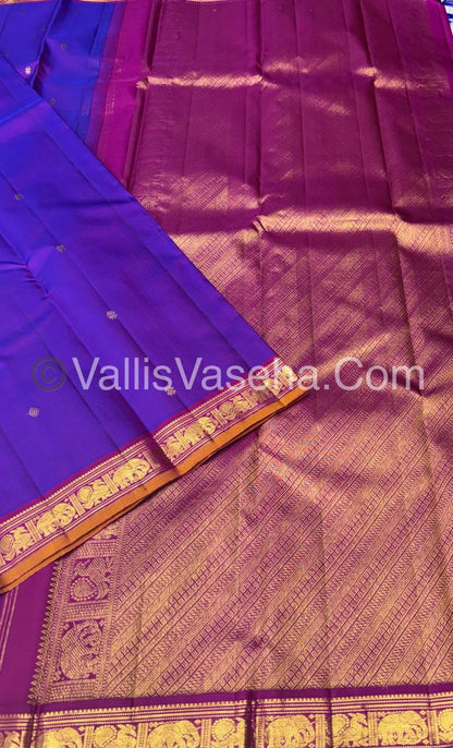 Pure Kanchipuram Silk Saree - Purple with Pink Shade  - VVPS031
