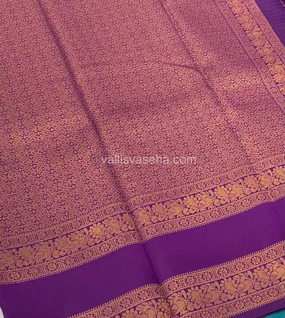 Kanchi Semi Silk - Blue with Purple - Mayil & Chakkaram design - VVKSS001