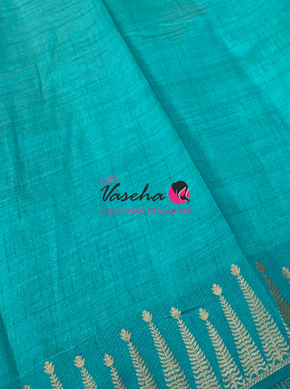 Semi Tussar Silk Saree | Blue Shade |VVSTS050