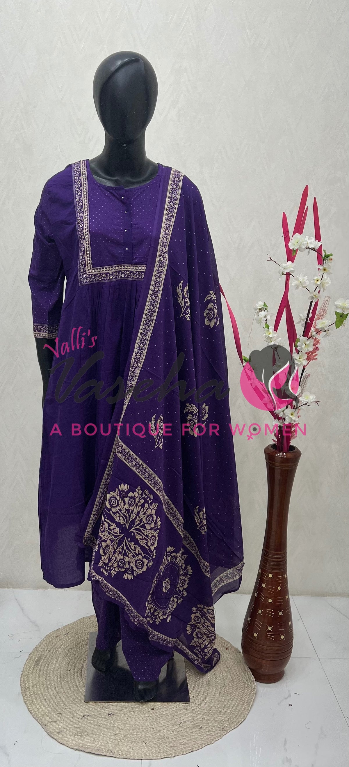 Ready Made | Anarkali Set  |Salwar, Kameez & Duppatta(3pc)|Cotton |VVRMS026