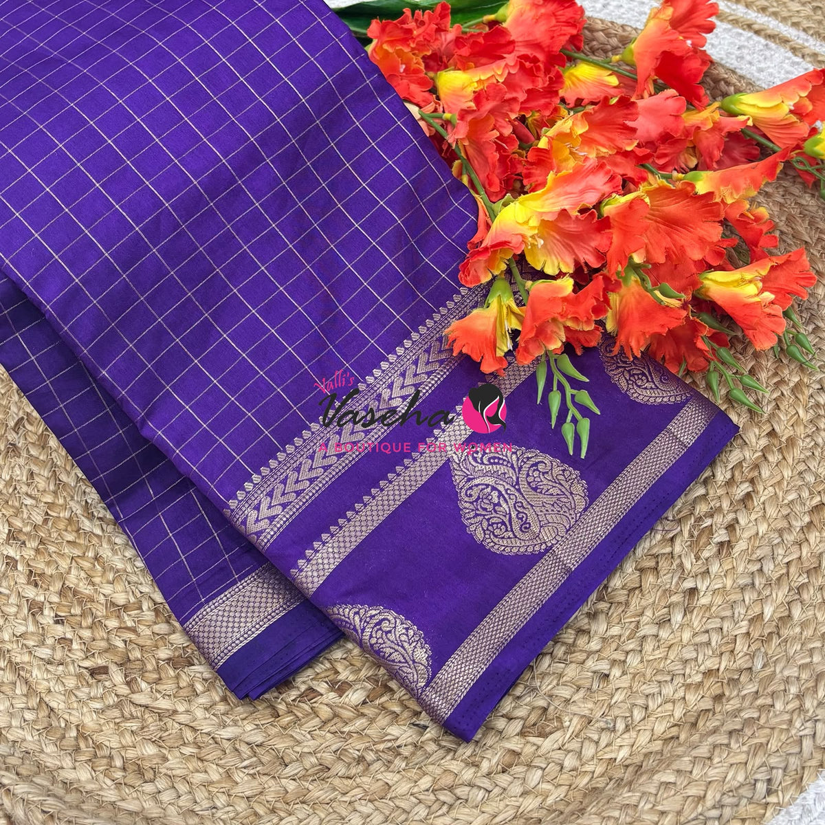 Semi Tussar Silk Saree | Violet Shade |VVSTS061