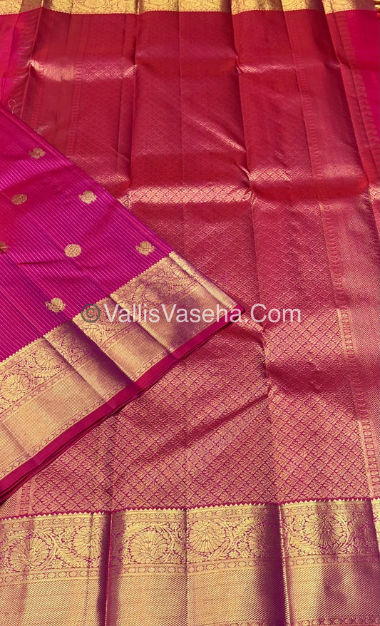 Pure Kanchipuram Silk Saree - Vaira Voosi design - Pink shade - VVPS014