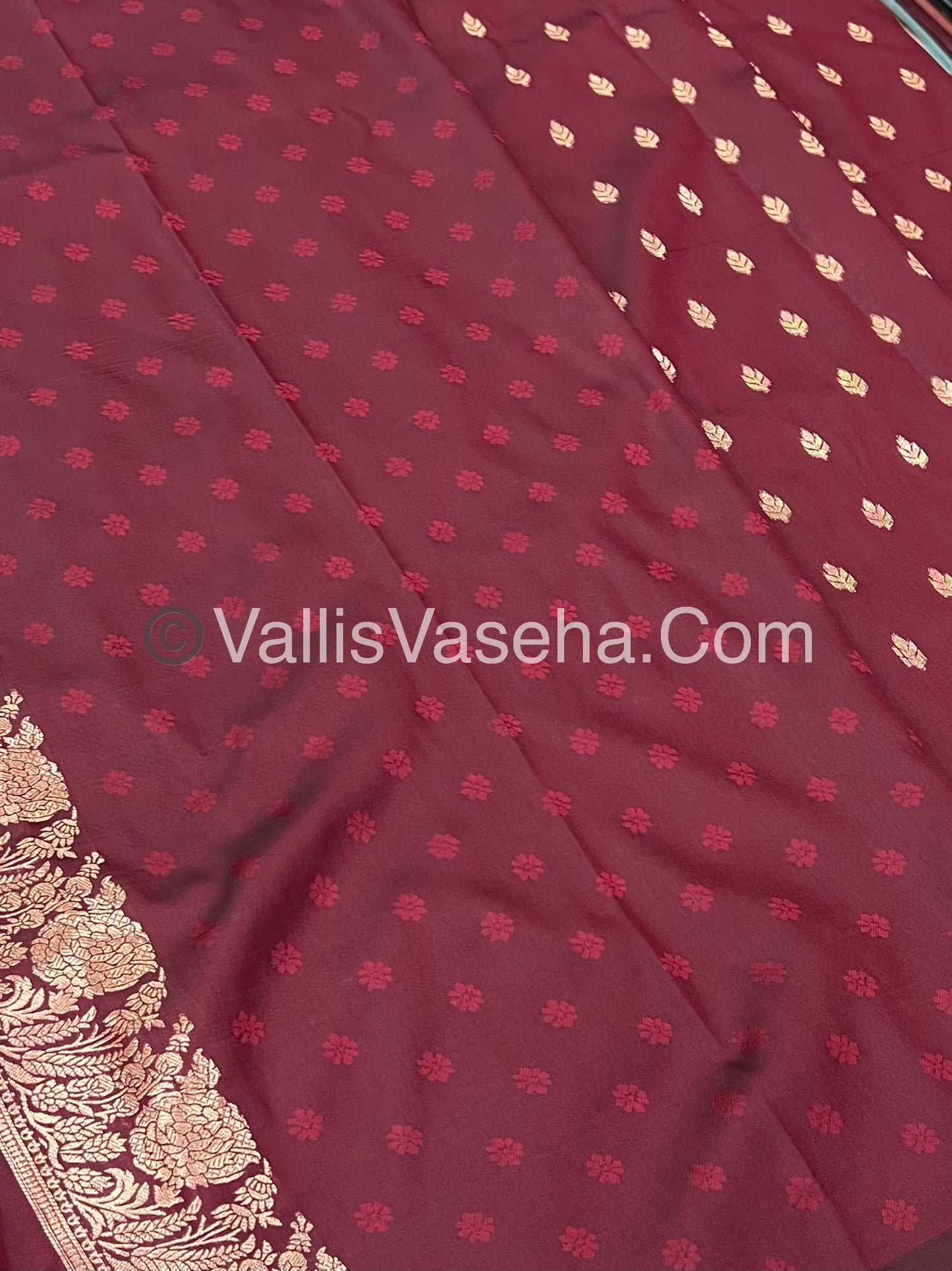 Semi Soft Silk with Border - Maroon Shade -VVSSS012