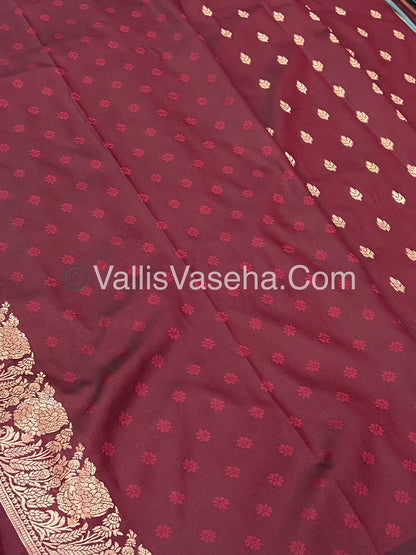 Semi Soft Silk with Border - Maroon Shade -VVSSS012