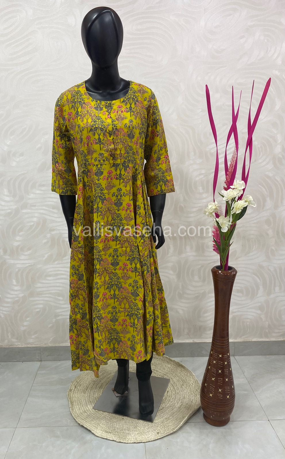 Ready Made - Long Floor Length Kurti - Yellow Color - VV108447 & VV108448