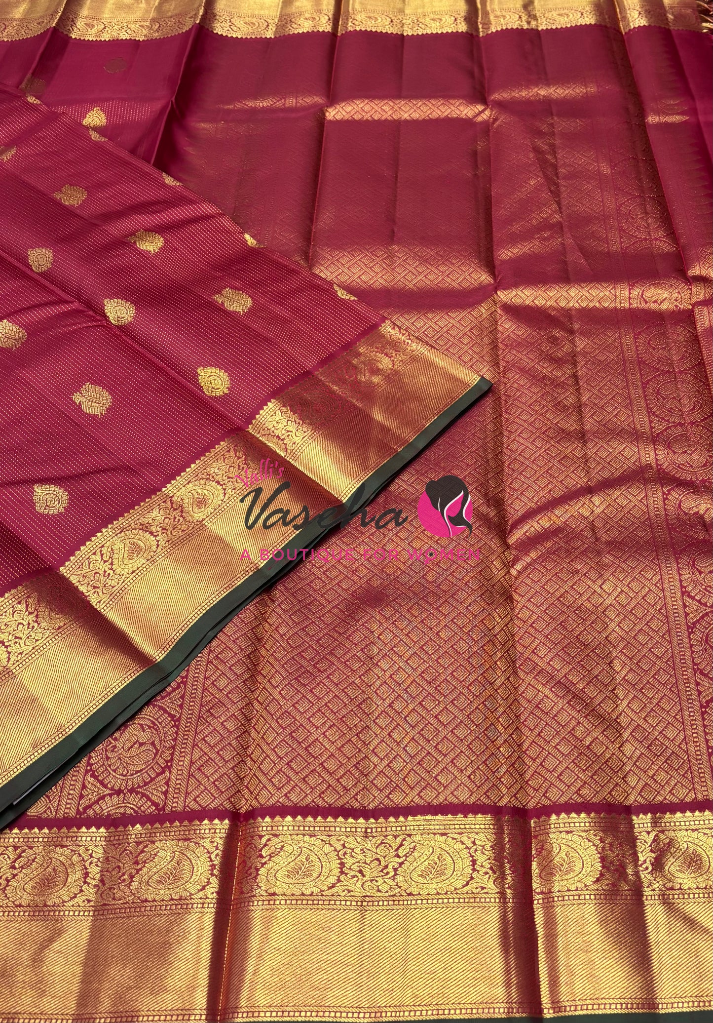 Pure Kanchipuram Silk Saree - Vairavoosi Design  - Maroon Shade - VVPS059