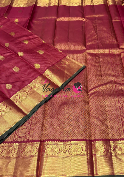 Pure Kanchipuram Silk Saree - Vairavoosi Design  - Maroon Shade - VVPS059