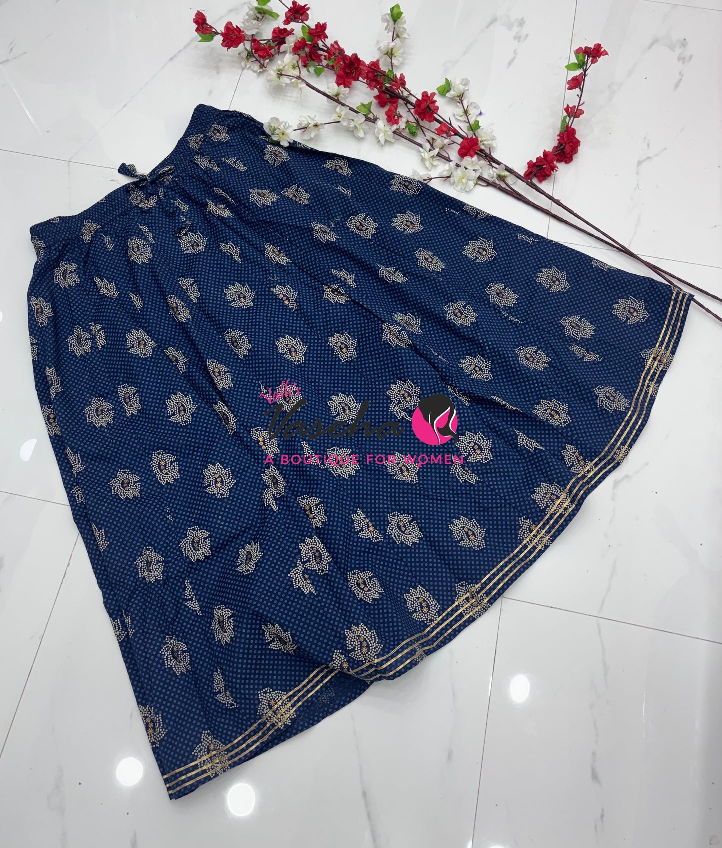 Skirts - Indigo Blue shade - Free Size ( Fit Upto XL Size) - VVPS002