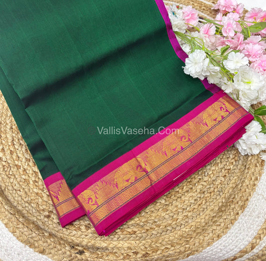 Pure Korvai Silk Cotton - Green with Pink Combo - VVKSC007