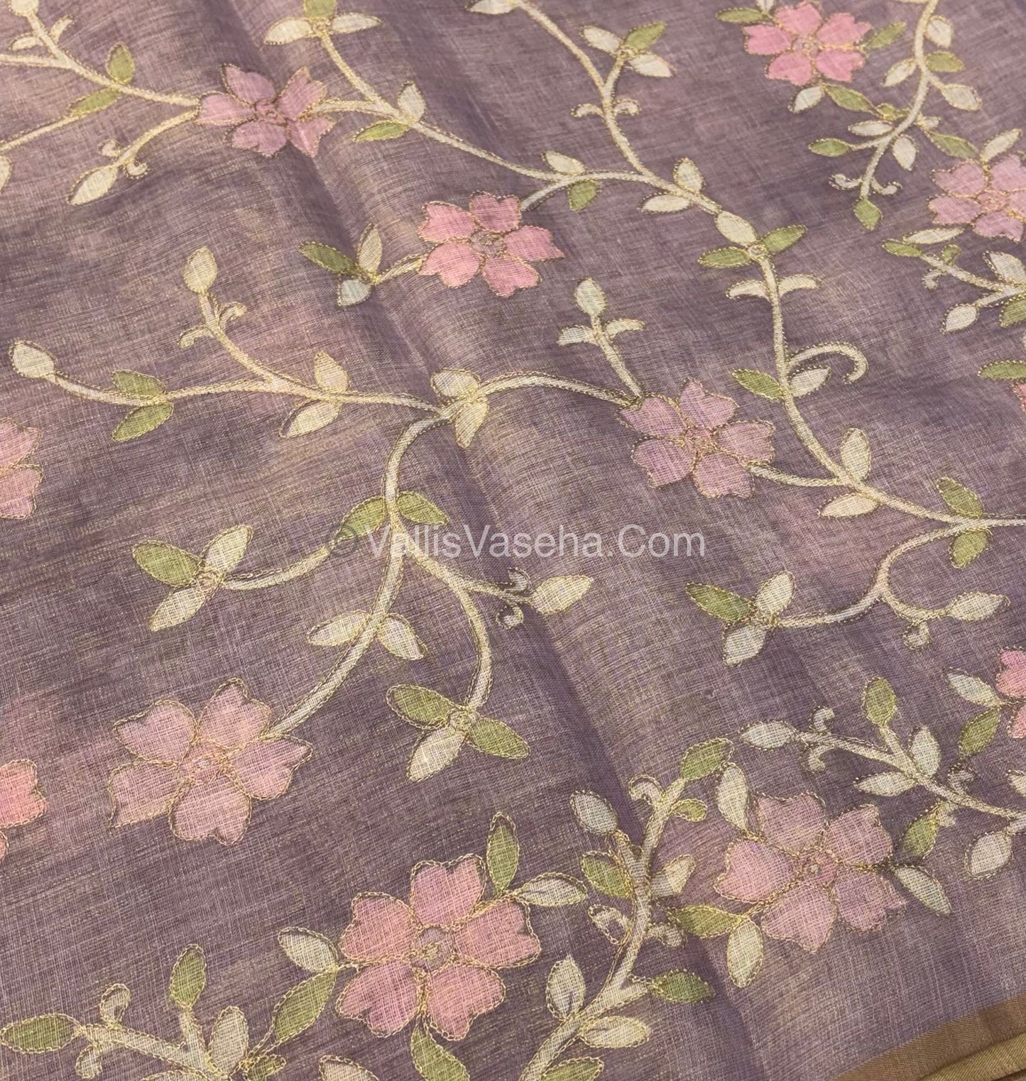 Tissue Linen Saree - Lavender Shade - VVTLS001