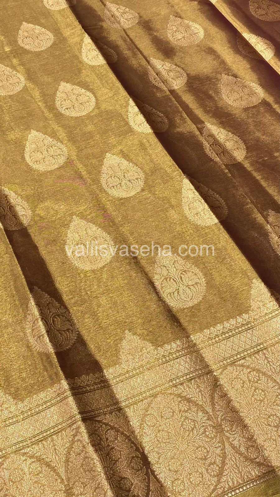 Semi Bridal Tissue Sarees - Light Copper mixed Golden Shade - VVSBT002