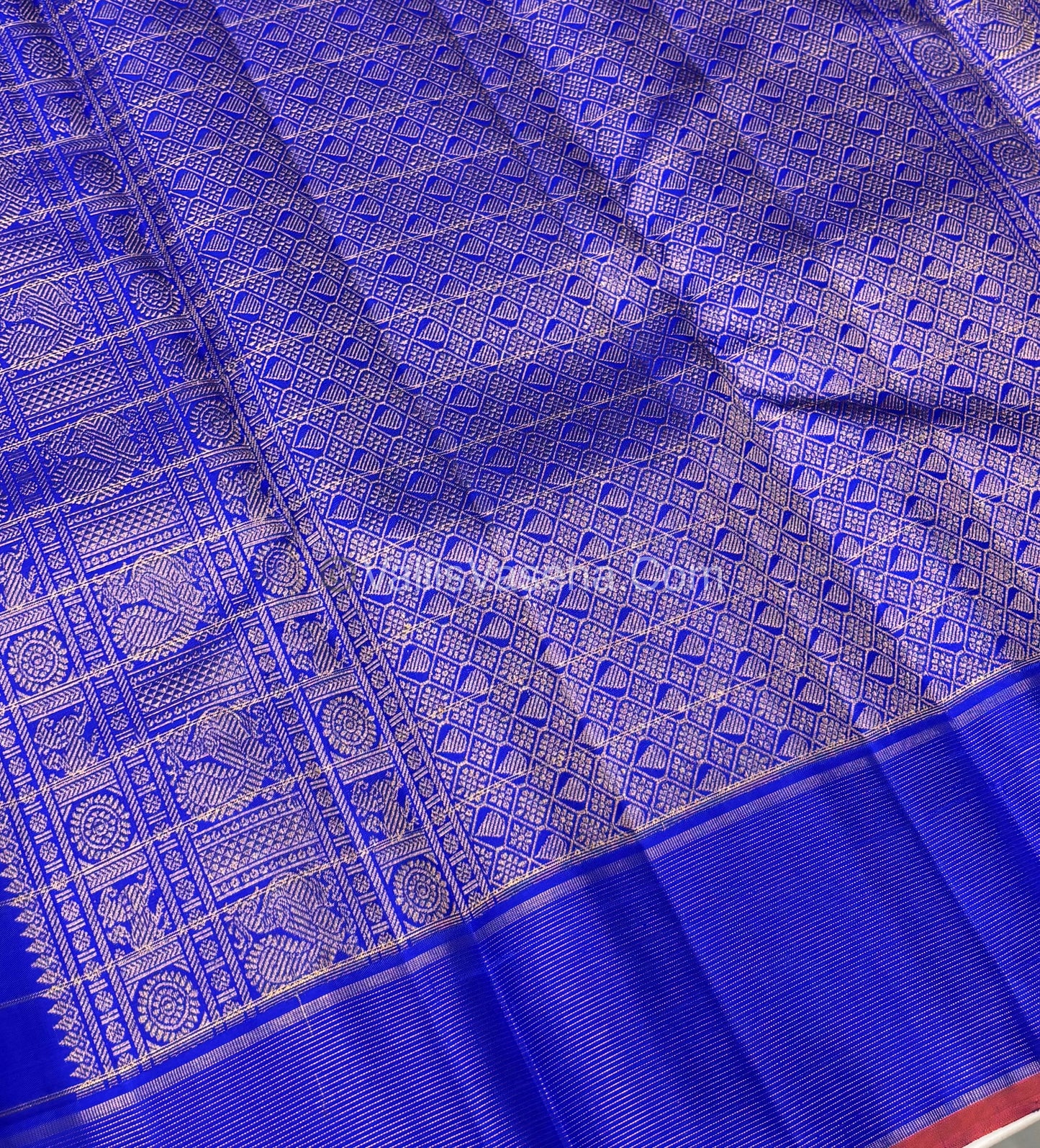 Pure Kanchipuram Silk Saree - Blue Shade - VVPS025