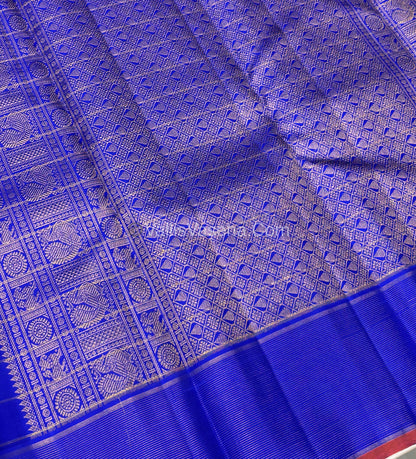 Pure Kanchipuram Silk Saree - Blue Shade - VVPS025