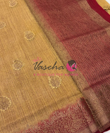 Bamboo Silk Saree- Peach with Pink Shade - VVBSS014