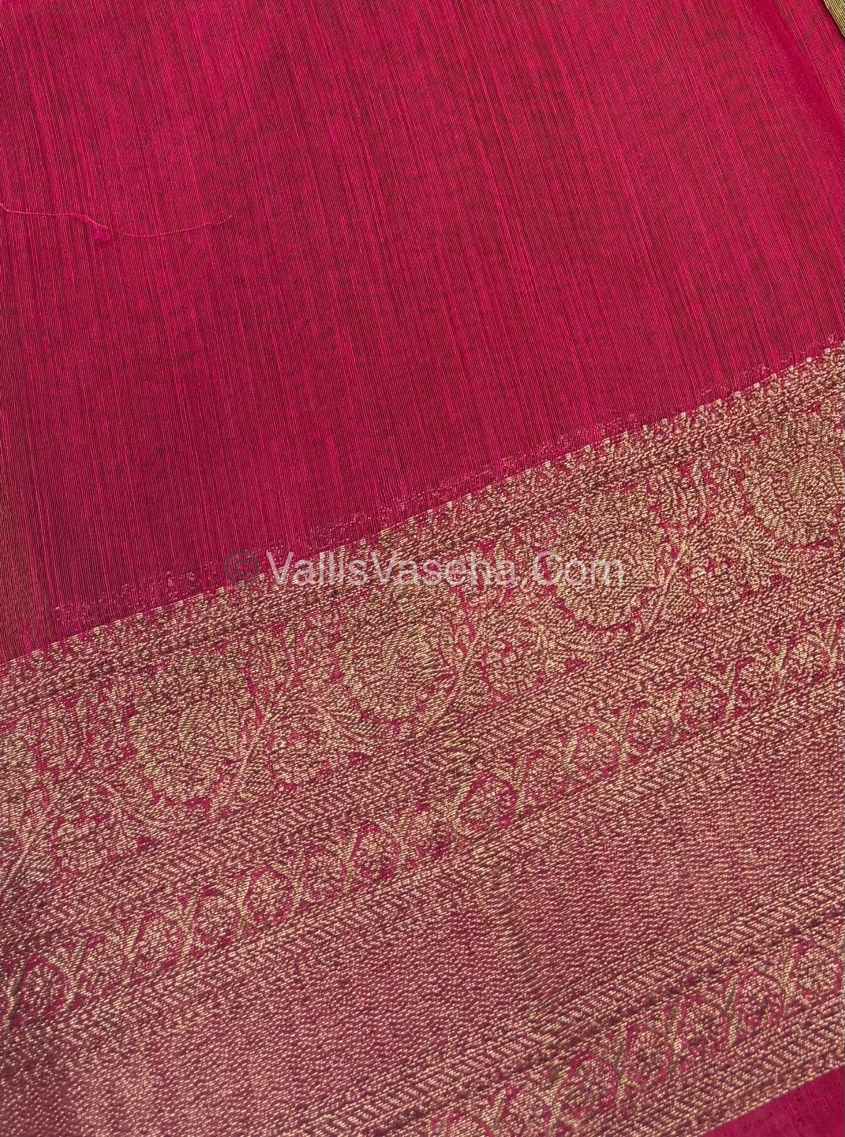 Bamboo Silk Saree - Green with Pink Shade - VVBSS009