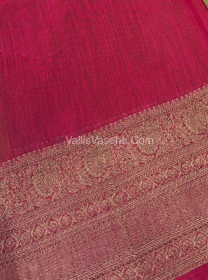Bamboo Silk Saree - Green with Pink Shade - VVBSS009